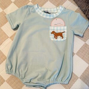 Light Blue Kids One Piece with Dog Patch